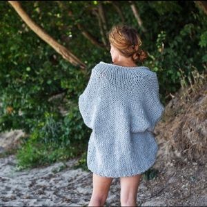 Pure chunky cardigan, light blue oversized sweater